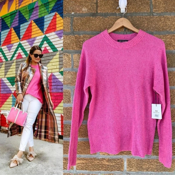 Something navy wool blend pink sweater size small - Picture 2 of 11